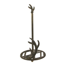 Rustic Brown Cast Iron Deer Antler Countertop Paper Towel Holder Cabin Theme Kitchen Decor 14 Inches High