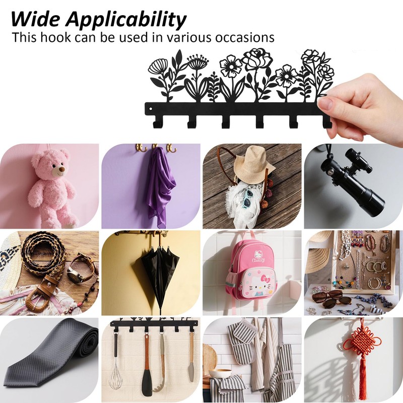 2 PCS Wall Mounted Metal Towel Rack with 6 Hooks