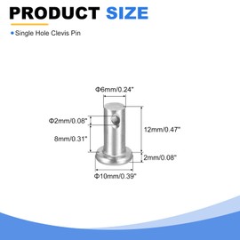 uxcell 12Pcs 1/4" x 1/2" Single Hole Clevis Pins, 304 Stainless Steel Flat Head Clevis Pins Hitch Pin for Trailer Latch, Mechanics Repair, Furniture Installation, Industrial Equipment