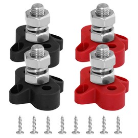 AICARS 12v Terminal Block, 3/8" Single Stud Battery Junction Posts Block Heavy-Duty Stainless Steel Power Distribution Block Kit - 2 Pairs