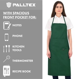 PALLTEX Borago Cooking Apron Men Cooking Apron Women's Apron Men for Cooking Crafts Painting Baking EN ISO 13688, grass green, One size fits all