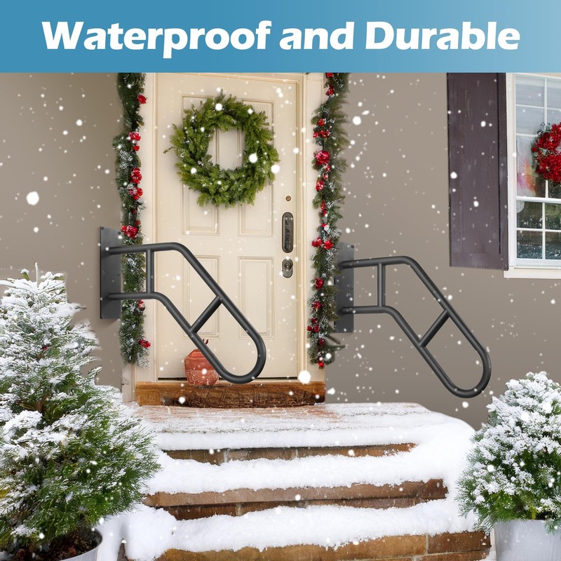 2 Pack Handrails for Outdoor Steps Stair Railing Indoor, Upgraded