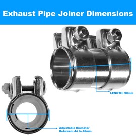 BITS4REASONS E-TECH EC008 New Model Heavy Duty Adjustable Exhaust Pipe Joiner/Connector 44MM to 46MM, 90MM Long