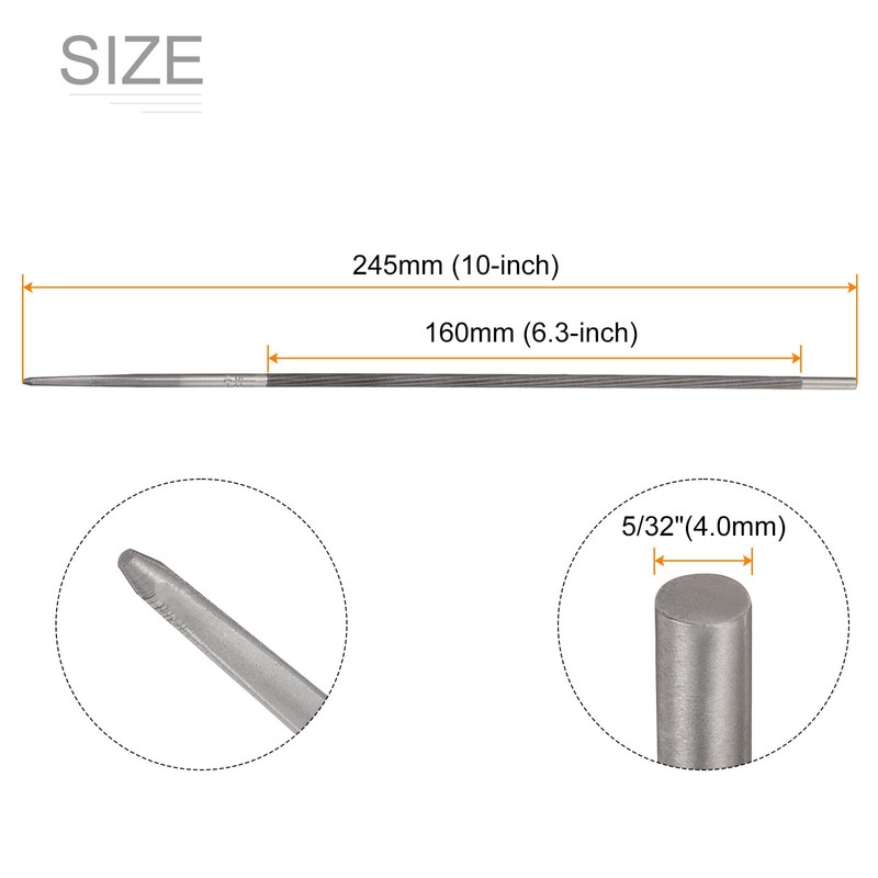 sourcing map 3pcs Chainsaw File, 5/32"(4.0mm) Round Sharpening Hand Files