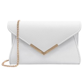 Milisente Clutch Damen Leder Abendtasche Klein Umhängetasche(Geprägt-L Weiß)