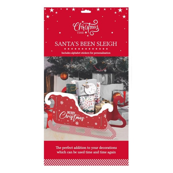 YöL Red Reusable Santa Sleigh with Alphabet Stickers for Personalization