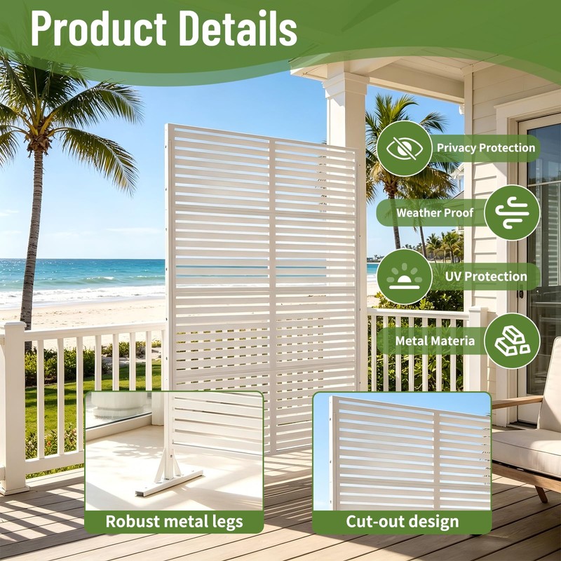 Metal Privacy Screen Outdoor 70.9" H x 46.1" W, Freestanding