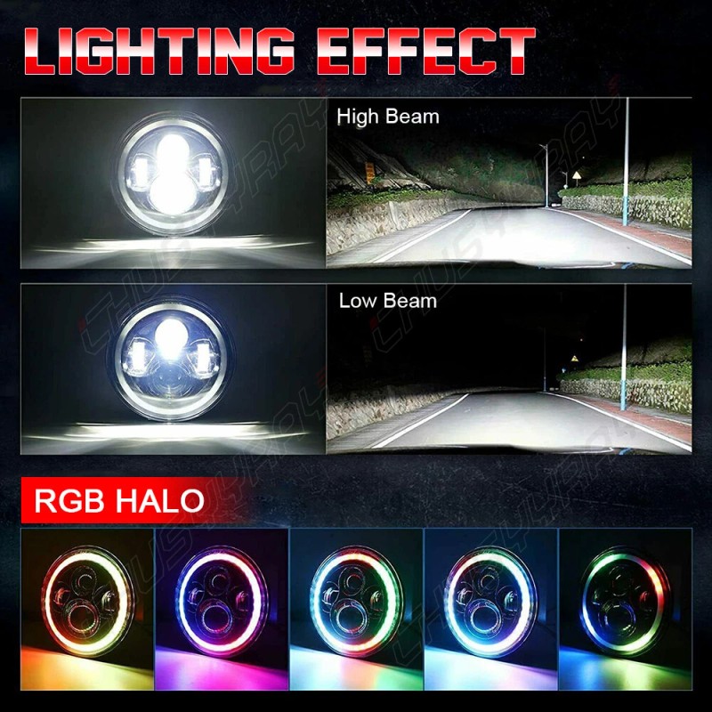 CHUSYYRAY DOT 7inch Motorcycle LED Headlight Hi/Lo Beam for Honda