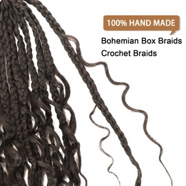 Goddess Box Braids Crochet Hair With Curly Ends 14 Inch Bohomian Box Braids Crochet Braids 8 Packs 3X Crochet Braids Synthetic Braiding Hair Extension for Black Women(14 Inch (Pack of 8), #4）)