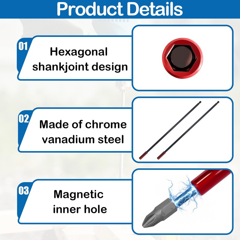 2PCS Magnetic Screwdriver Bit Holder, 300mm Drill Extension Bit Holder,