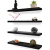 YYWUOJJ Wood Floating Shelves for Wall Decor, Rustic Wall Shelves for Bedroom Bathroom Kitchen Living Room, Set of 4 Black 24 Inch