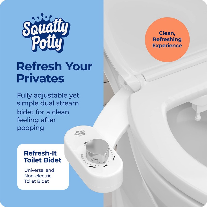 Squatty Potty Refresh-it Dual Stream Fresh Water Bidet Toilet Seat