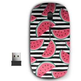 KAWAMOUSE 2.4G Ergonomic Portable USB Wireless Mouse for PC, Laptop, Computer, Notebook with Nano Receiver (Watermelon Slices On)