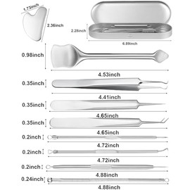 Kit de herramientas para eliminar puntos negros, 9 piezas de acero inoxidable, extractor de puntos negros, Guasha