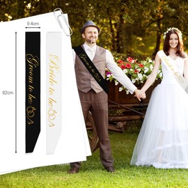 Bride to Be Sash Groom to Be Sash 2 Pcs Black Groom Sash & White Bride Sash Hen Party Sash Hen Do Accessories Bride to Be Decorations Hen Party Accessories Getting Married Decorations Stag Do Sash