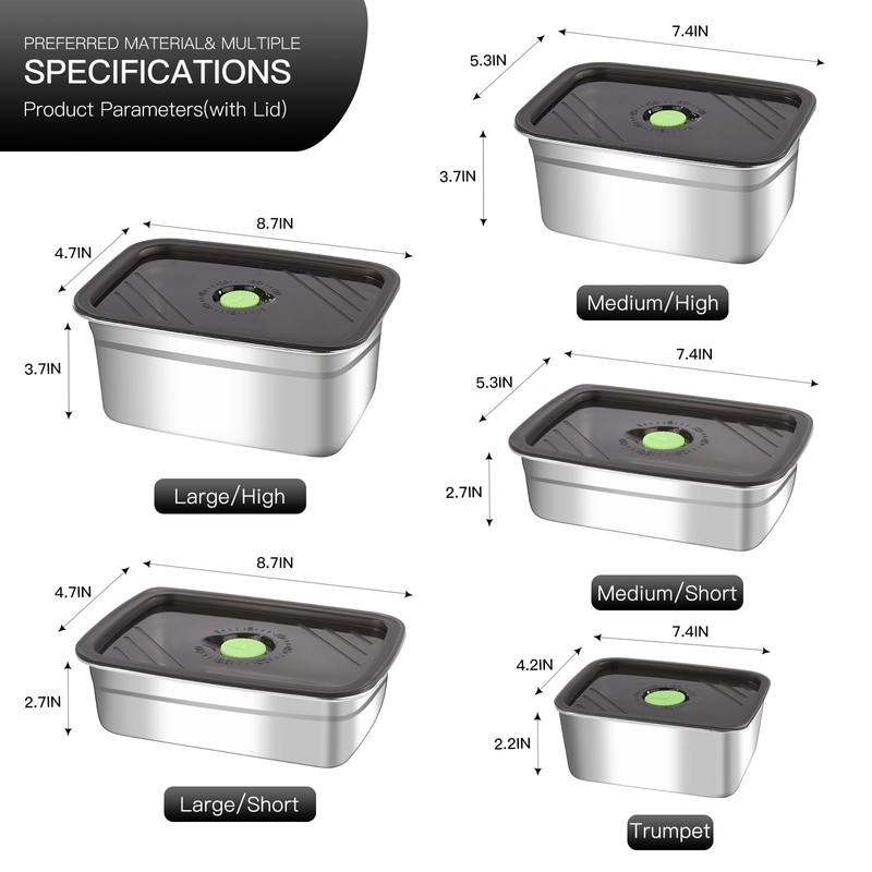 GIUOIDUO 10-Piece Stainless Steel Food Storage Container Set with Airtight