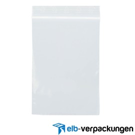 ELB Ziplock Bags Zip Bags with 90 µm Film Thickness - 80 x 120 mm - Pack of 100 - Sealing Bags - Transparent - Resealable - Foil Bags LDPE
