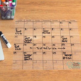 Think Board Clear Dry Erase Calendar – 14"x14" Reusable Whiteboard for Wall or Fridge – Removable Self-Adhesive Surface for Home, Office, Dorm, or Classroom