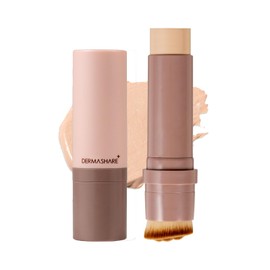 DERMASHARE Foundation Stick Foundation with Brush for All Skin Types, Vegan, Removable Brush, 0.5 oz (14 g), Dermashea, Natural Beige