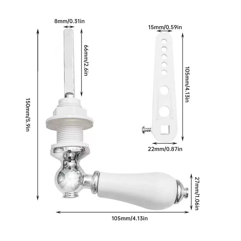 Ceramic Flush Handle, Universal Fit Lever with Anti-Slip Grip, Rust-Resistant
