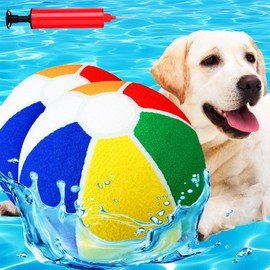 Shappy 2 Pcs Dog Water Toys Giant Pet 9.5" Beach Ball Pool Toy Tennis Materials Dog Ball with Air Pump Large Pet Toy Funny Outdoor Sports for Small Medium Puppy Birthday Gift Summer Swimming Pool Play