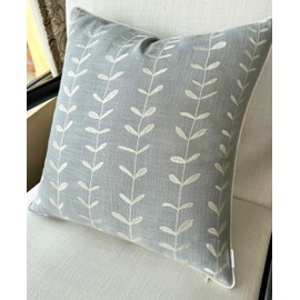 VAGMINE Embroidered Lollipop Pillow Cover - 18x18 Inches Square - 100% Cotton Robins Egg Decorative Cushion Cover - Elegant Stitch Detailing - Cozy Contemporary Accent for Couch, Chair, Bedroom