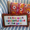 Furbish Christmas Pillow - Most Wonderful Time Needlepoint Decorative Throw