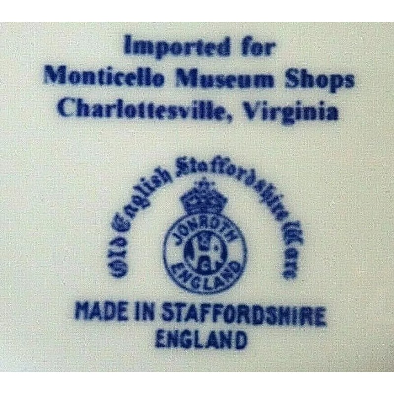 7" Blue & White MONTICELLO Souvenir Plate OLD ENGLISH STAFFORDSHIRE