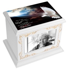 Cremation Urns for Human Ashes Adult Male or Female, Funeral Memorial Urns for Ashes with Photo Frame, Wooden Urns Box and Casket for Men Women, Burial Urn for Adults Up to 200 IBS