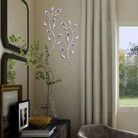 sxnzequnze Bling Metal Leaves Decoration Home Decoration Modern Minimalist Style Wall Hanging Art Living Room Bedroom Bathroom Wall Decoration Set of 2 Blue