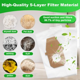 Aillsa For Hoover Platinum Type-Q HEPA Filter Vacuum Bag AH10000 (6pcs) Compatible with Hoover Upright Cleaners Vacuum UH30010COM UH30010CCA UH30010 Replace Vacuum Bags Part 902419001