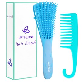 Hair Brush,Detangle Hair Brush, Detangler Brush for Women Men Adults Kids Afro American Type 3a-4c, Detangling Nylon Bristle Brush for Kinky Curly Coily Wavy Wet and Dry Hair,Blue