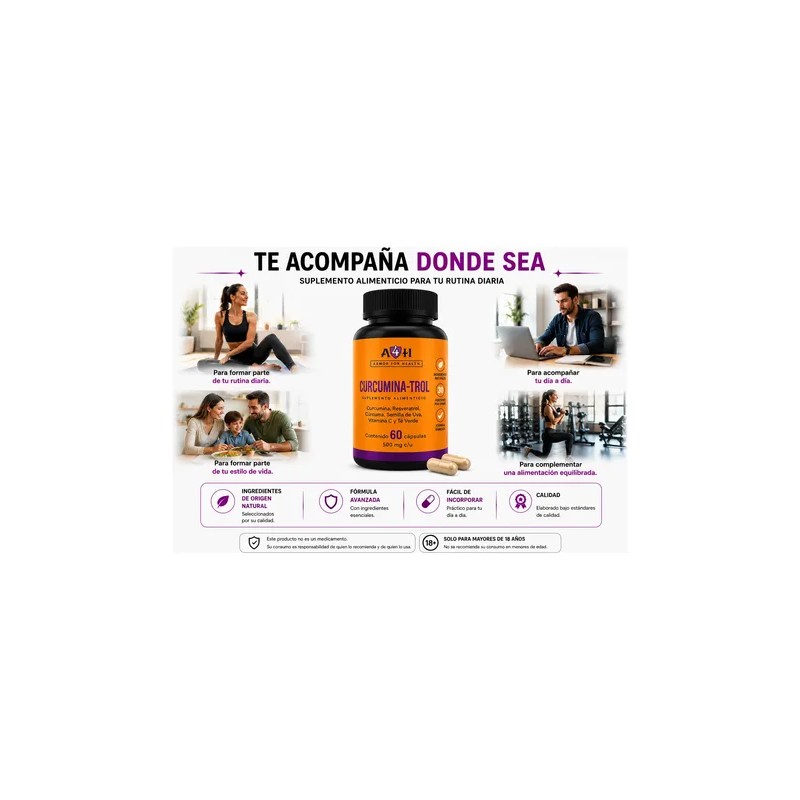 Suplemento A4h Resveratrol Curcumina Antioxidante 60 Caps