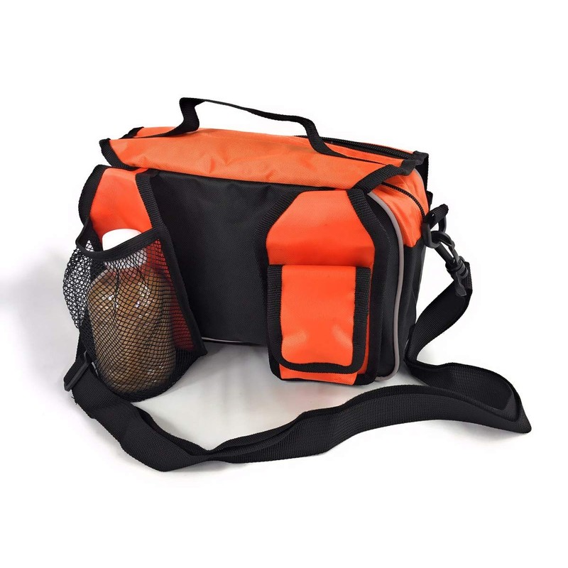 Cycling Front Bag Multiple Pockets Multi-Function with Shoulder Strap (Orange)
