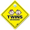 Twins on Board Car Sign, Twins VCar Window Sign, One