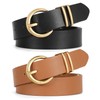 XZQTIVE 2 Pack Womens Leather Belts for Jeans Dress Pants