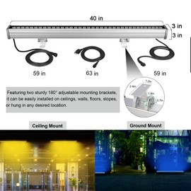 Landscapestation 144W LED Wall Washer Lights with RF Remote, 40" Linkable RGBW Color Changing LED Linear Washer Light Bar for Outdoor Indoor Lighting & Decoration, AC100-277V (Silver)