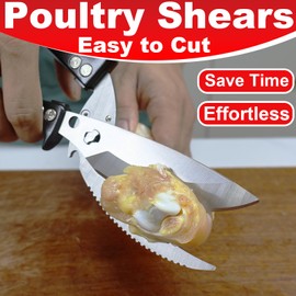 Poultry Shears Heavy Duty,Kitchen Shears for food Heavy Duty,Kitchen Scissors All Purpose,Chicken Shears,Fish,Meat,Easily Separable for Thorough Cleaning,Dishwasher Safe (Black)