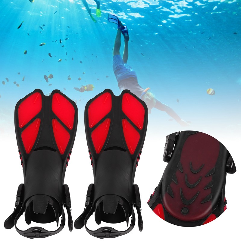 1 Pair Adjustable Swim Fins Soft TPR Open Heel Long