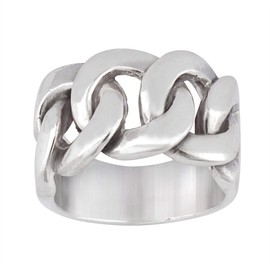 Silverly Women's Men's .925 Sterling Silver 13 mm Celtic Knot Curb Chain Link Biker Chunky Ring