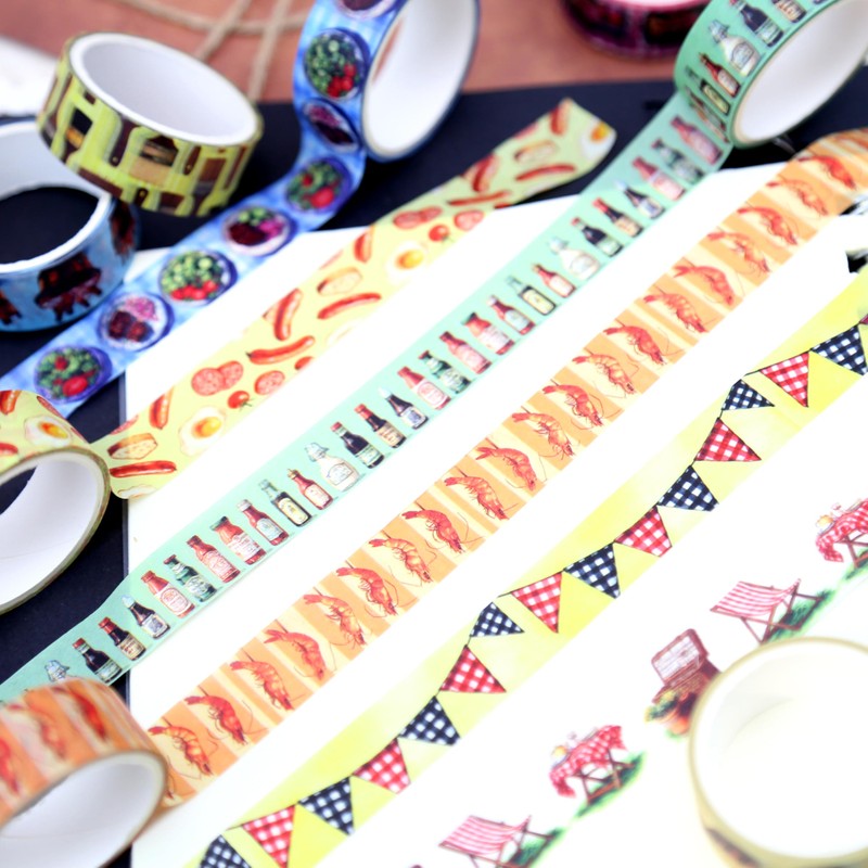 Joysoong BBQ Themed Washi Tape Set - 16 Rolls Camping