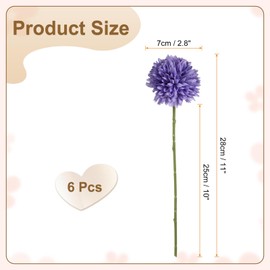 HARFINGTON 6pcs Artificial Chrysanthemum Ball Flowers Faux Chrysanthemum Flowers Bouquet Silk Fake Mum Flower for Home Garden Wedding Party Decoration, Purple