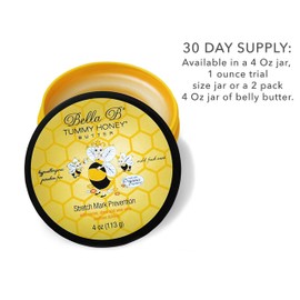 BELLA B Tummy Honey Butter 4 oz 1 Pack - Tummy Butter with Natural & Organic Ingredients - Pregnancy & Baby Safe - Use Daily for Fading Stretch Marks