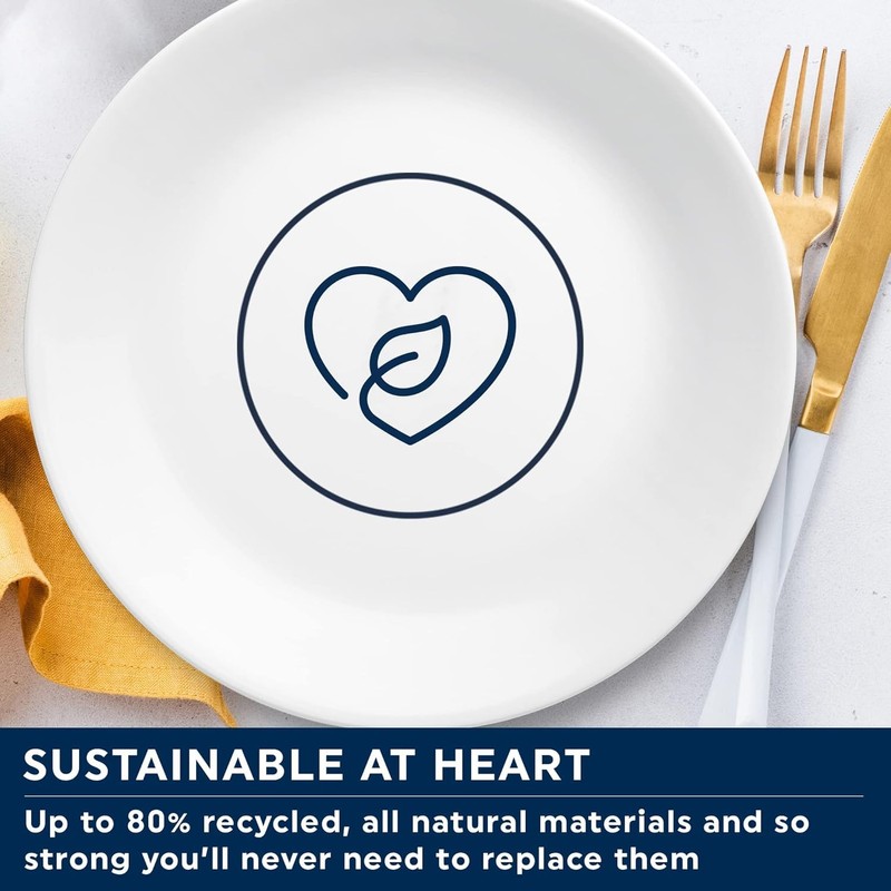 Corelle 8.5-Inch Lunch Plates, Set of 6, Lightweight Vitrelle Glass,