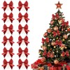 KEYIDO® 12 PCS Red Christmas Tree Bows, Glitter Red Bows