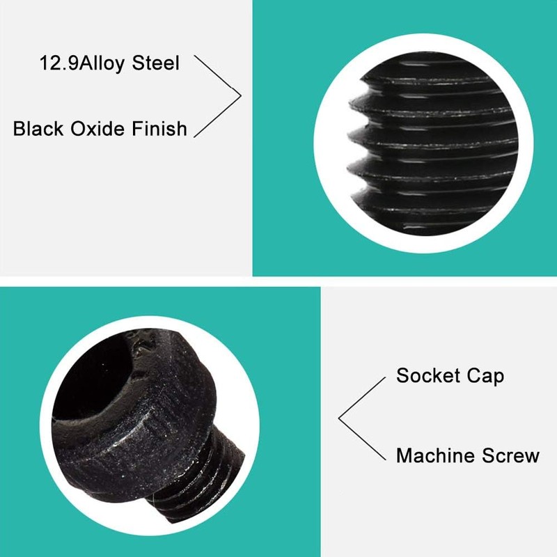 AnRui M3x10mm Hex Socket Screws, 12.9 Alloy Steel Pan Head
