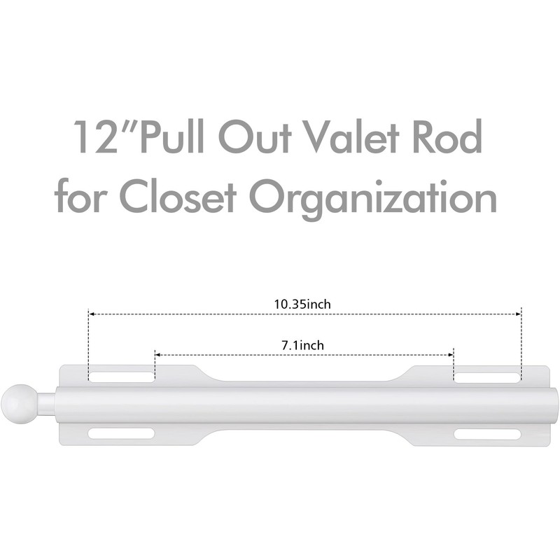 FIRJOY 12" Valet Rod for Closet Pull Out (1 Pack,
