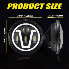 Unbranded 2pcs 7"IN LED Headlight Projector Hi/Lo Beam DRL for Jeep Wrangler JK TJ LJ CJ