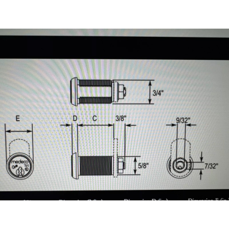 Medeco New Medeco 72S Cam Lock, High Security with 2
