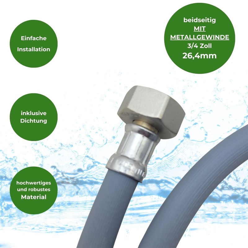 LICHTBLAU Extension Inlet Hose I 2 m I with Metal